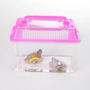 饲养龟盒透明盒小号宠金鱼缸乌龟运输批发大中宠物手提盒缸塑料爬