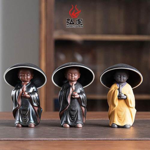 创意陶瓷小和尚茶漏茶滤功夫茶具配件茶叶过滤器家用茶隔茶道摆件