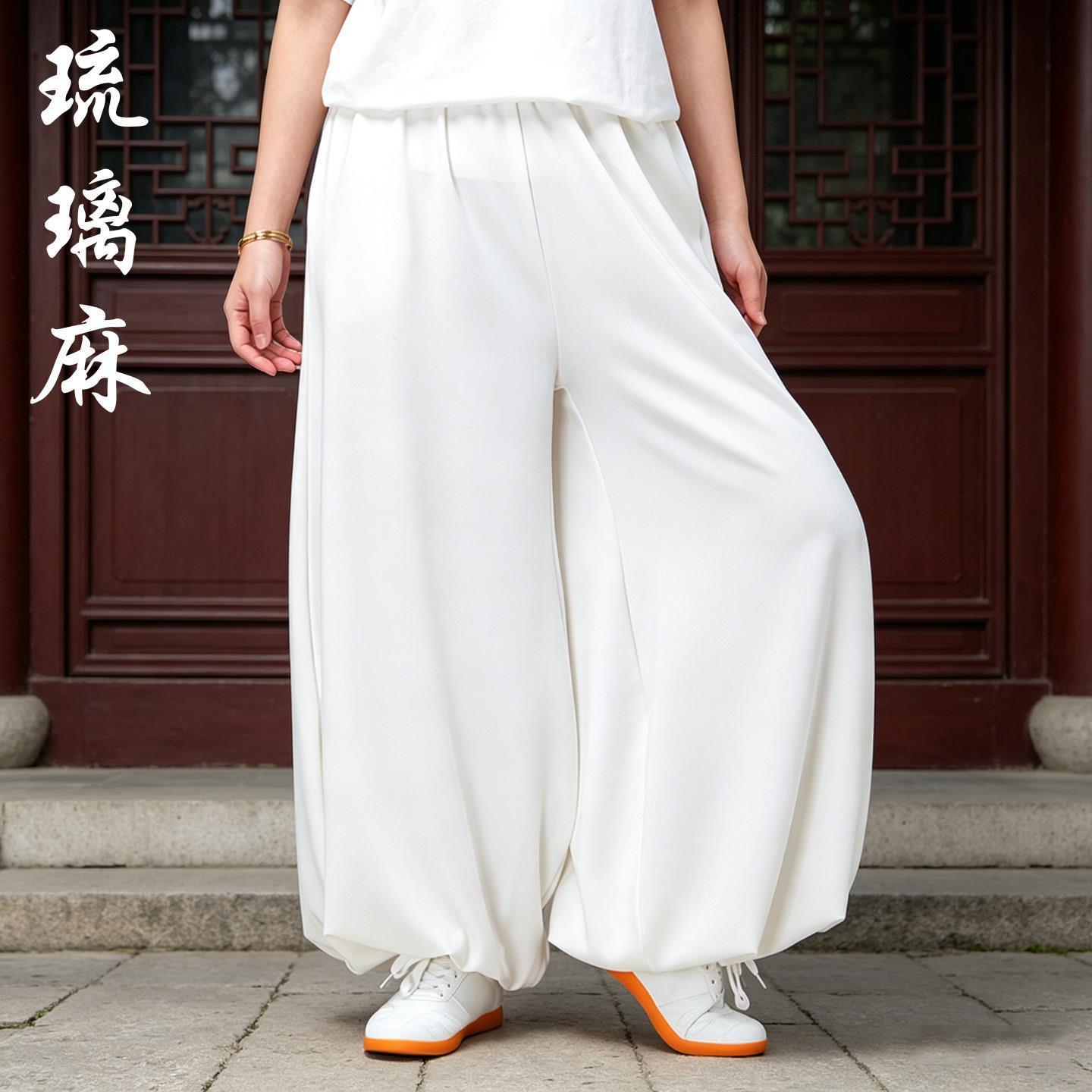 小和山太极裤女2026新款高端太极服灯笼春夏季宽松八段锦练功裤男