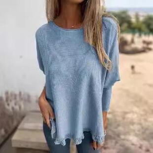 Long sleeved black fungus lace top, knitted shirt, base