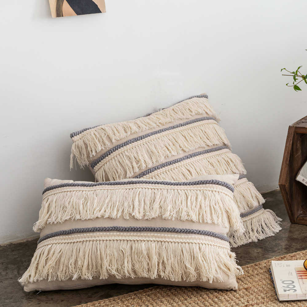 棉麻ins套风 刺绣枕苏美式长流靠垫抱棉麻沙发样板间北欧,居家布艺,靠垫/抱枕,淘宝优惠券,粉丝福利购,淘宝优惠卷