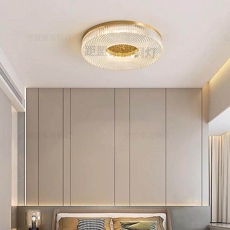 全铜吸顶灯现代简约卧室灯主卧2025新款圆形房间北欧LED灯具书房