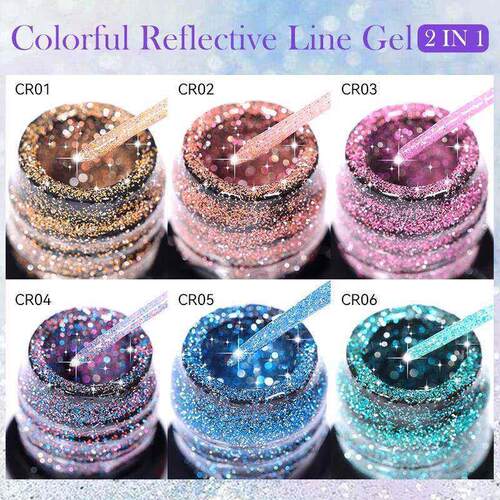 LILYCUTE Superflash Bright Blue Reflective Liner Gel Nail Po