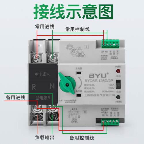 光伏双电源转换开关2P家用4P市电63A单相380V不断电手自动切换器