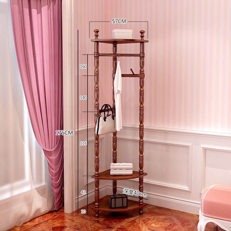 高档挂实木衣帽架落地墙角物架欧式家用卧室转架角衣简置约现代衣