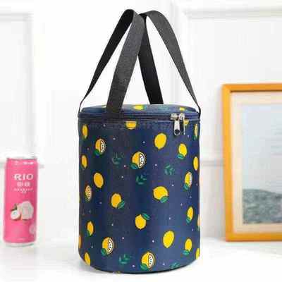 饭盒袋圆形圆桶保温铝箔加厚大容量防水手提袋便当包保温桶袋子