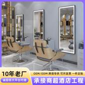 网红发廊简约理发店镜台挂墙单面无边框美发店镜发廊专用美发镜子