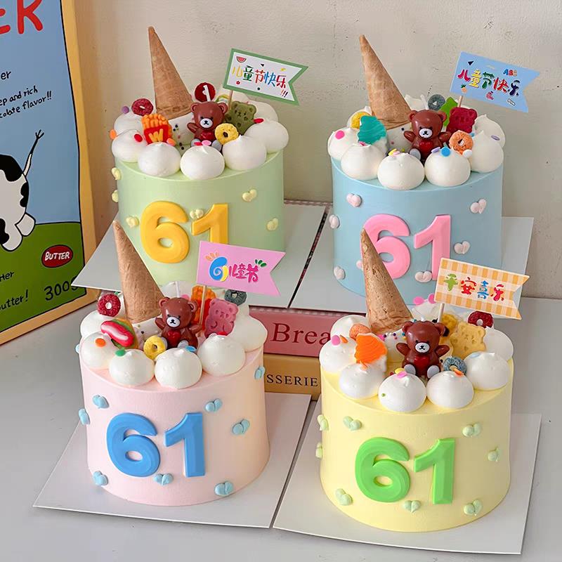 六一儿童节烘培装扮插件61软胶数字可爱卡通节日快乐蛋糕装饰摆件