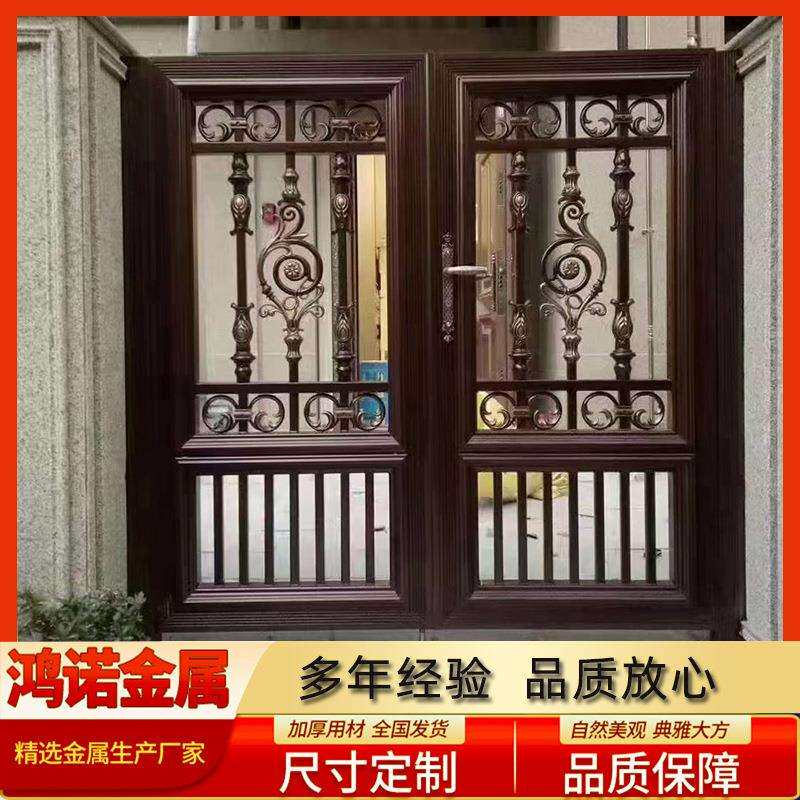 北京小院门花园欧式风格单开门灰色铸铝镂空庭院门小院栅栏铝门