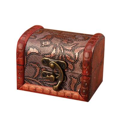 1PCS Jewelry Box Vintage Wood Handmade Box With Mini Metal L