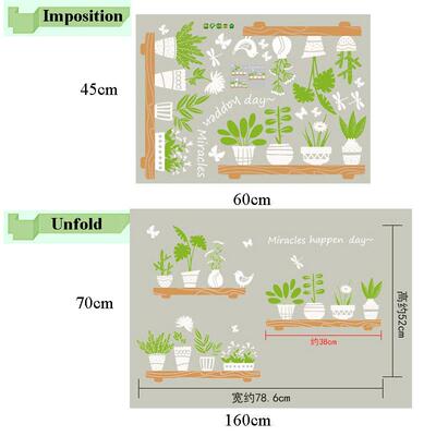Wall Decoration Stickers Flower Potted Plant Pot Shop Glass