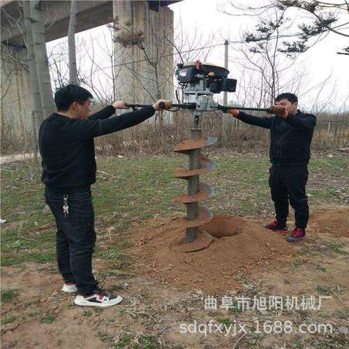 9马力四冲程地钻挖坑机润通225CC大功率植树钻地机双人汽油打洞机