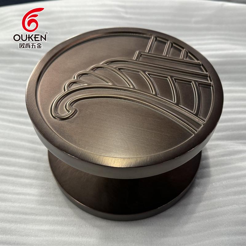 欧肯五金铝板精雕工艺拉手豪华轻奢简约圆形别墅豪华玻璃大门把手
