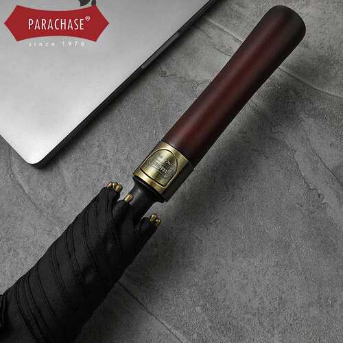 PARACHASE30寸超大自动长柄伞132cm直杆伞3人复古抗风商务雨伞男