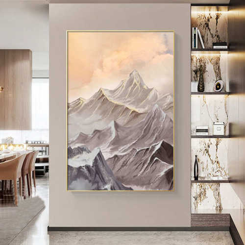 沙发现代绿色画风景靠山北欧落地简约客厅背大幅装饰画挂画玄关有