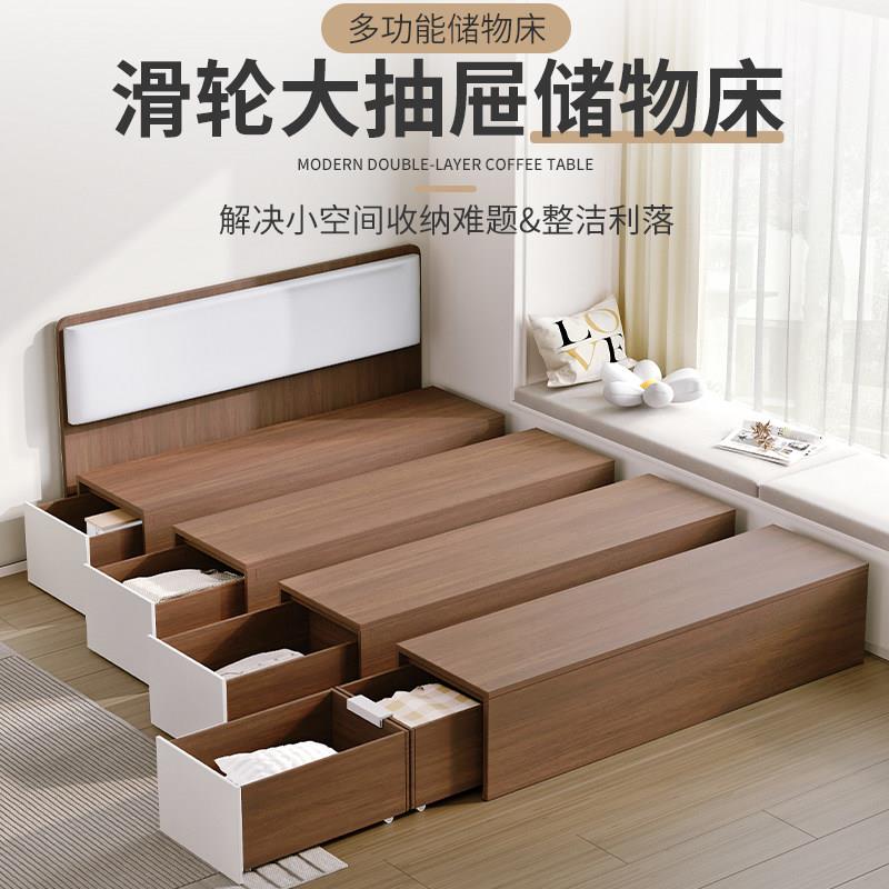 定制小户型ENF级日式榻榻米收纳床柜组合阳台地台床头柜儿童单人图片