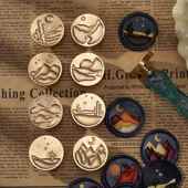 跨境日月星光印新品 3d浮系雕漆章黄铜章头 日月星光列浮雕系火列