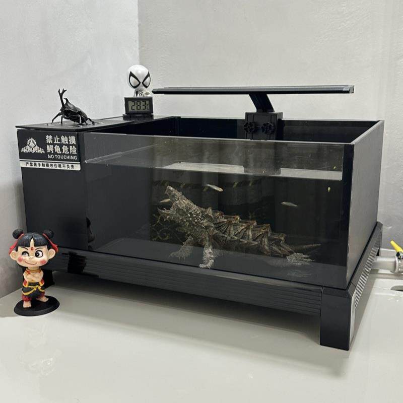 龟缸生态缸玻璃 免换水鱼龟混养缸养乌龟专用缸家用 乌龟缸底排水