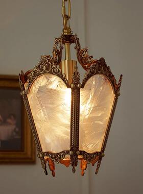 7K灯全光谱法式复古全铜奢玻璃吊美式复古玄关阳台轻床头过466道