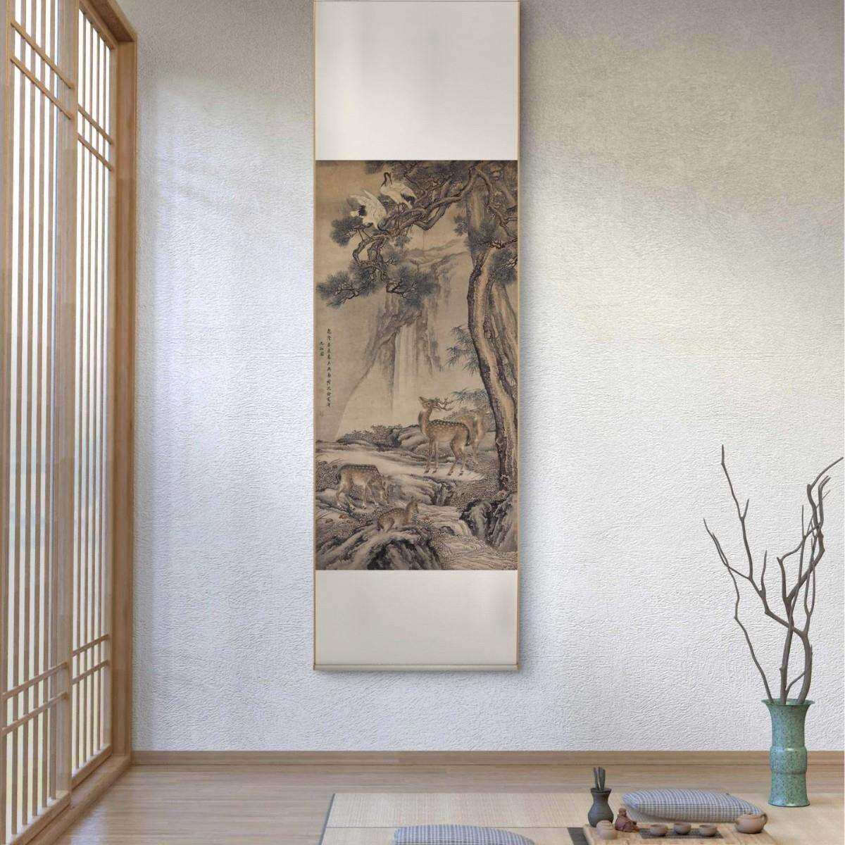雅林文化 清 沈佺《九如图》艺术微喷宣纸复刻画客厅装饰画