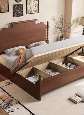 法式复古床中古床1.8式红5橡47759木1.米双人主卧婚床高端全美实