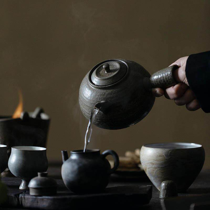 梵汝 全手工陶壶简约日式侧把壶电陶炉烧水壶煮茶壶家用茶道配件