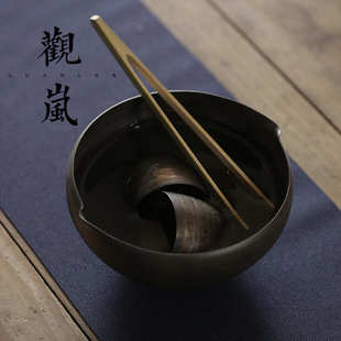 手工薄胎水洗个性铁釉小茶洗中式陶瓷建水功夫茶具配件杯洗抹茶碗