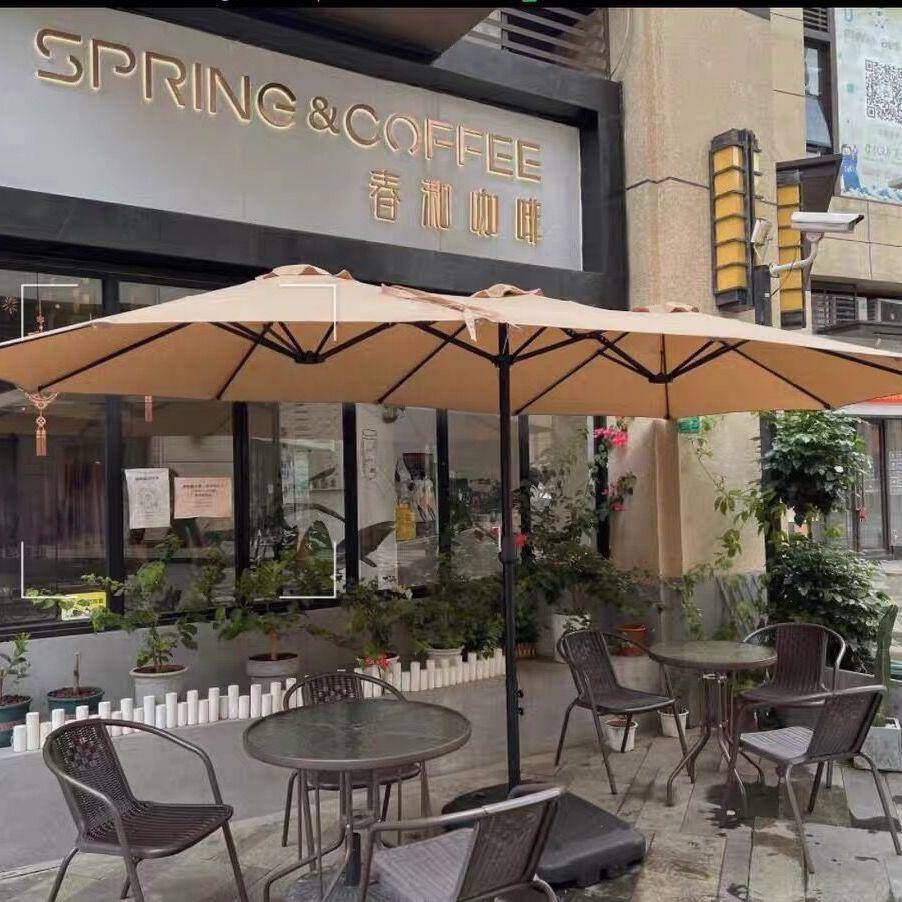 伞三头露台阳台庭院伞中柱伞别墅大型太阳伞户外遮阳伞花园公园