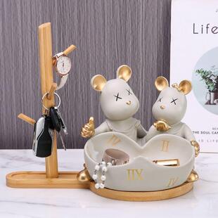 轻奢暴力熊玄关钥匙收纳摆件客厅桌面家居装饰品摆设乔迁送礼好物