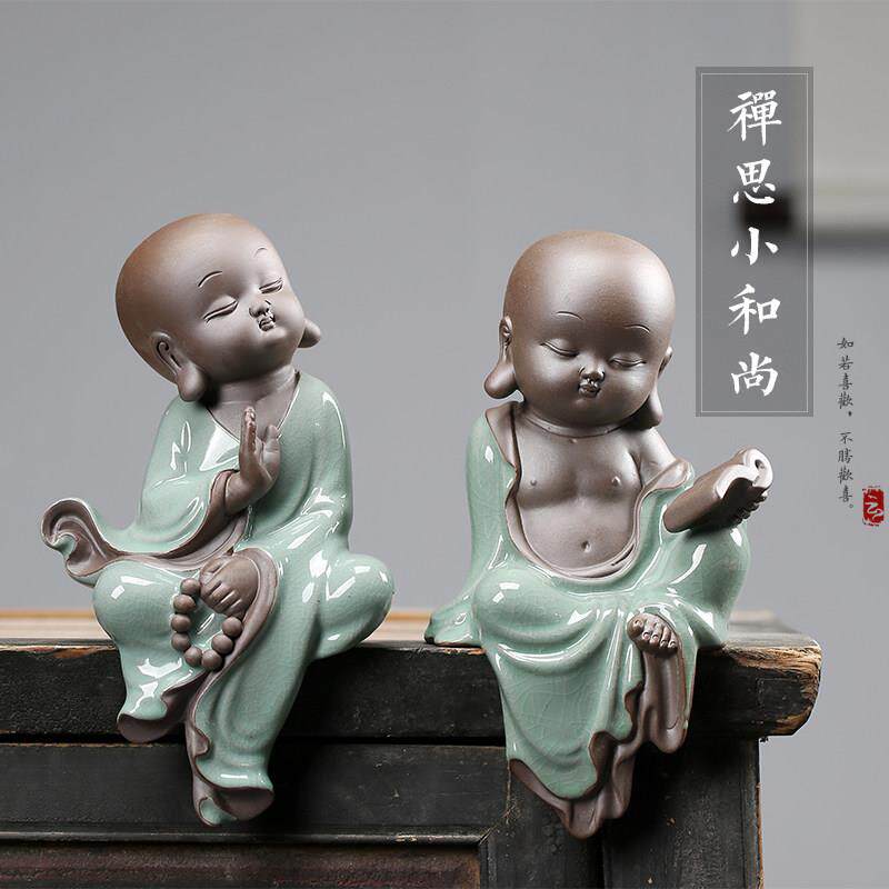 创意新中式禅意小和尚摆件陶瓷家居装饰品客厅办公室茶道工艺摆设