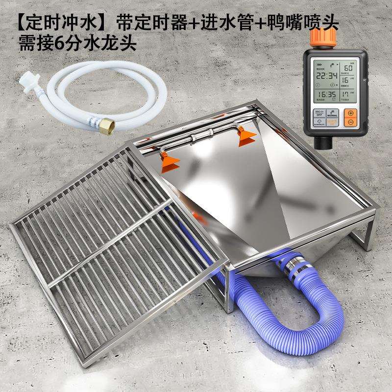 不锈钢狗厕所自动清理直通下水道防踩屎中犬小型犬宠物尿便盆