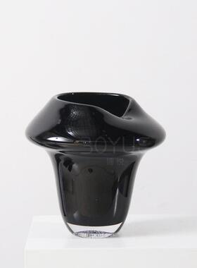 现代简约高脚黑色插花创意大气琉璃花瓶接待前台样板间酒店桌面瓶