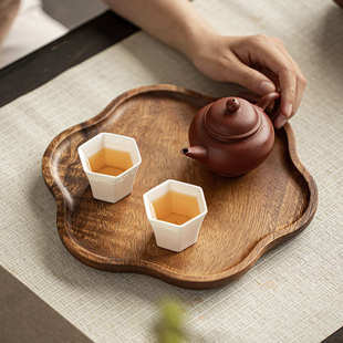 胡桃木异形托盘实木餐盘下午茶咖啡托盘黑胡桃木精致奉茶盘茶点盘