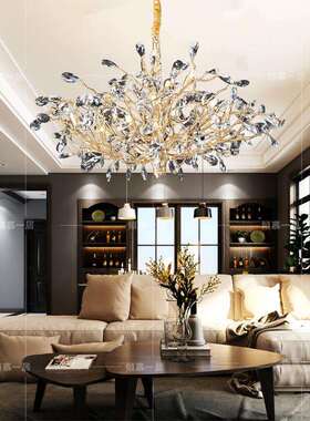 水晶吊灯全铜客厅餐厅灯大气轻奢风酒店复试艺术树枝灯个性高品质