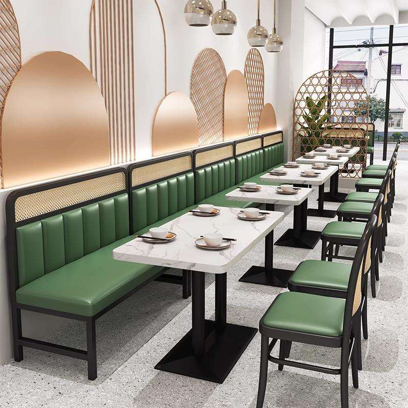 港式茶餐厅铁艺藤编卡座沙发奶茶咖啡厅餐饮火锅饭店桌椅组合商用