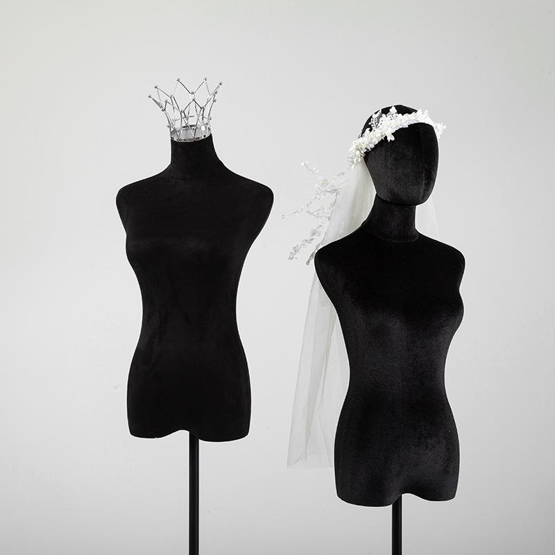 丝绒婚纱模特展示道具女秀禾服礼服展示架半身人偶婚纱店假人模特