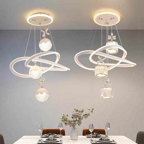 led饭厅吊灯现代简约饭厅水晶吊灯新款卧室吊灯楼梯吊灯中山灯具