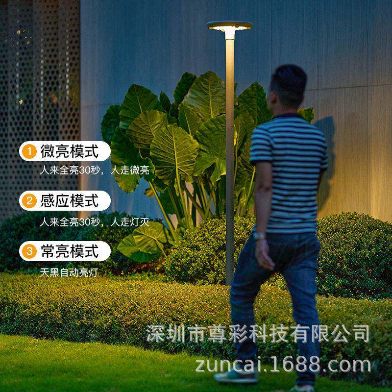 【人体感应】太阳能庭院灯户外防水杆灯超亮花园别墅景观草地灯