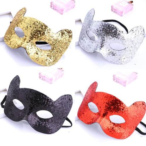 化装舞会儿童闪粉小猫面具趣味派对道具可爱搞怪公主面具男女面具