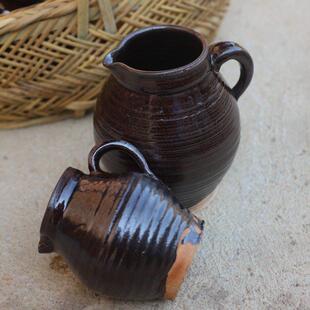 柴烧覆古手工土陶花瓶摆件单耳罐茶壶花器手工森系婵意插花多肉盆
