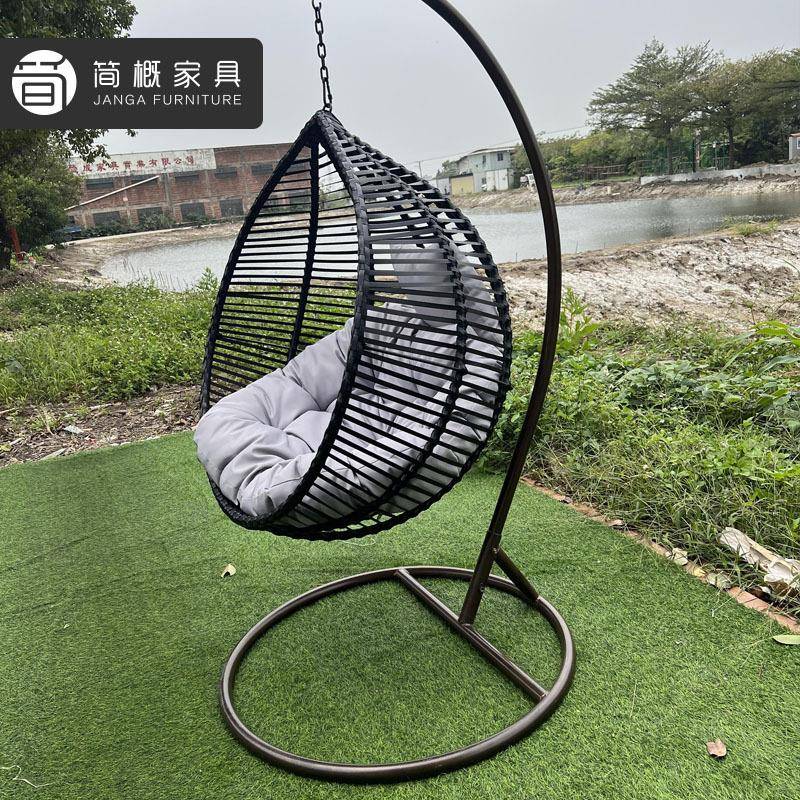 户外花园庭院休闲双人秋千室外公园家用阳台防水防晒绳编吊椅组合
