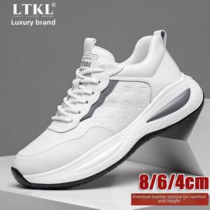 Dad’s Shoes男士2025夏季新款运动休闲真皮减震厚底白色隐形内高