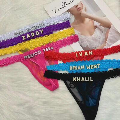 Custom Thong Panties with Name DIY Rhinestone Letter Thongs