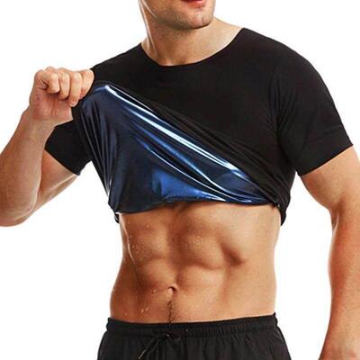 Men Sauna Suit Body Shaper Shirt Weight Loss Vest Waist Trai