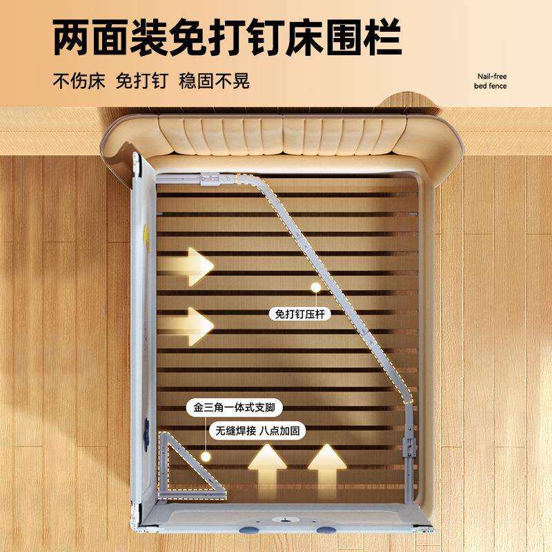 丸丫床护栏免打孔宝宝防摔防护栏防掉两面组合装免打钉婴儿床围栏