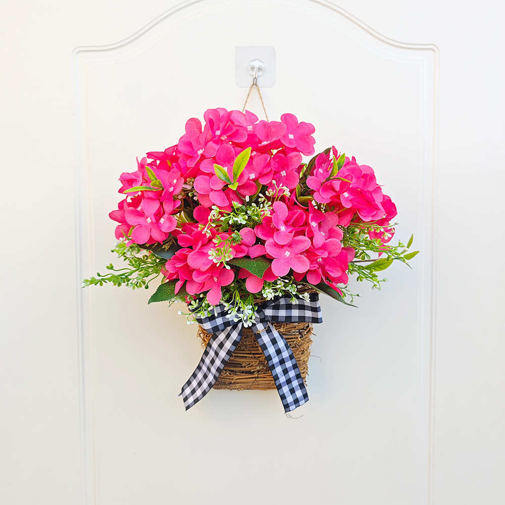 花篮前门篮鸿装饰2024纵花环门春季夏季粉色天竺葵挂饰