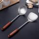 不锈钢实心锅铲加厚长柄炒菜锅铲汤勺子家用厨具木柄防烫炒菜钢铲