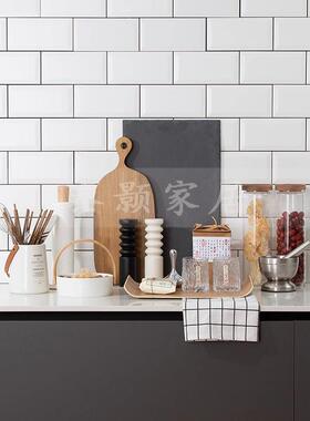 北欧厨房样板间摆件软装饰品组合套装展厅摆设托盘厨具食材罐餐巾