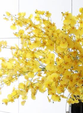 仿真花黄色跳舞兰文心兰水润手感家居婚庆高档装饰花绢花假花植物