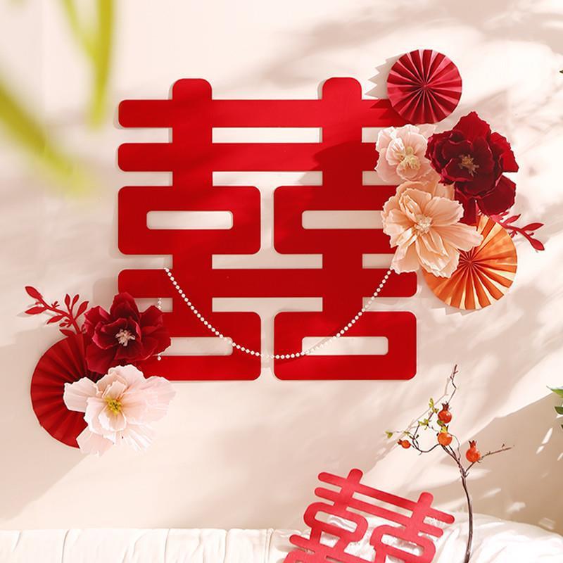 结布置婚房装饰皱纹花套男女方新房婚套礼拉花网红蜂窝婚球皱纹方